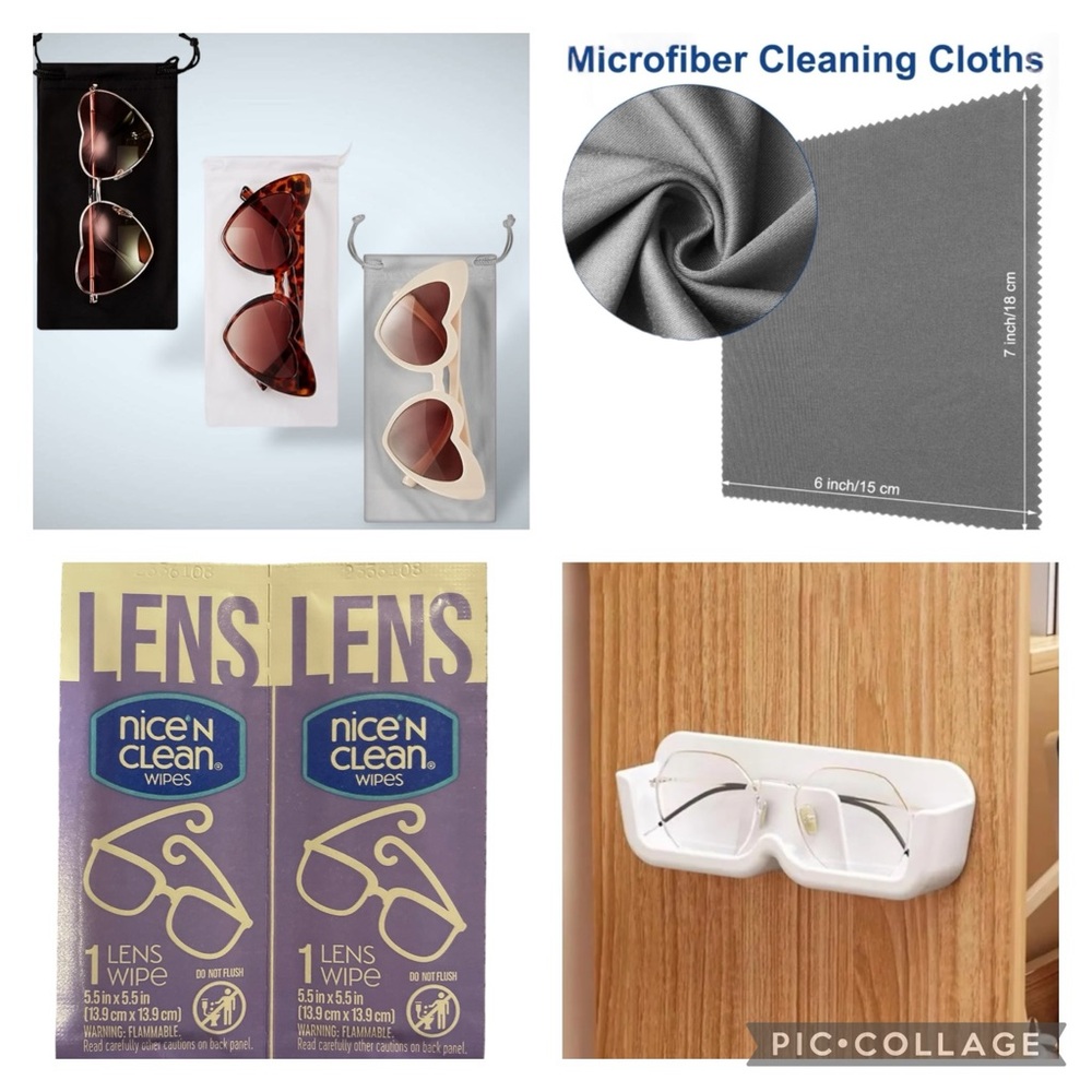 EYE GLASSES CARE KIT 🪢 Slip Case, Microfiber cloth, Wall Mount, Lens Wipes
